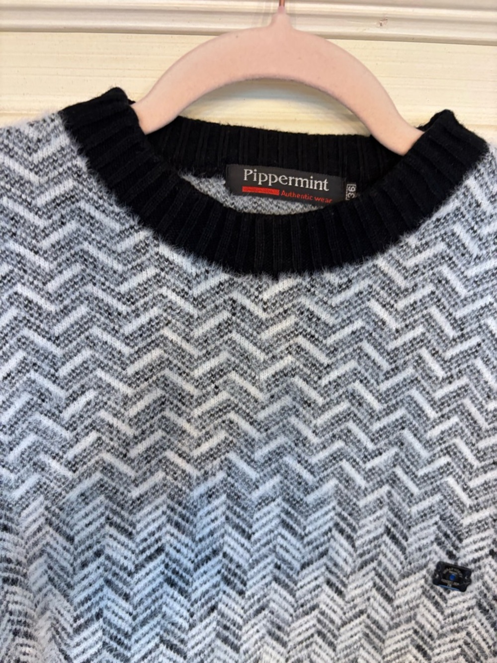 Peppermint Black and Gray Chevron Crewneck Sweater